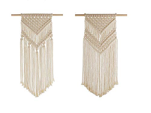 Martin Kench 2 Pcs Makramee Wandbehang Boho Wanddeko Wandteppiche Kleine Kunst gewebte Tapisserie Handgefertiges Home Decor, 65cm Lang x 40cm Breit (Style A) von Martin Kench
