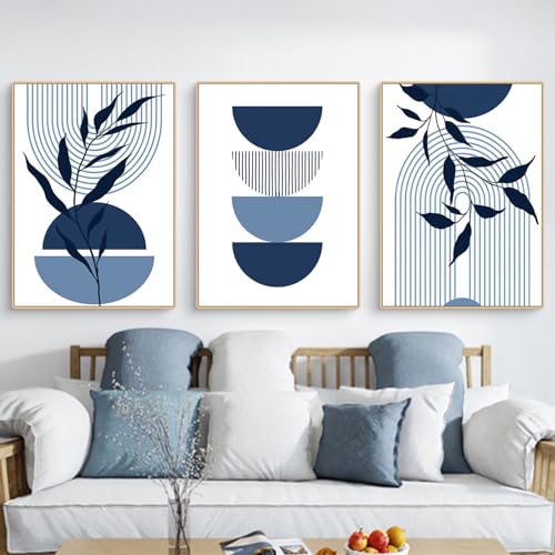 Martin Kench 3-teiliges Bohemian Bilder Set Aesthetic Blau Pflanze Poster Set Moderne Wandbilder Wohnzimmer Schlafzimmer Boho Deko, ohne Rahmen (A,21x30cm) von Martin Kench