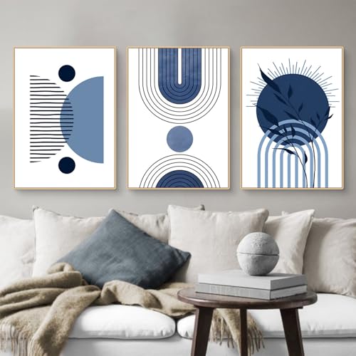 Martin Kench 3-teiliges Bohemian Bilder Set Aesthetic Blau Pflanze Poster Set Moderne Wandbilder Wohnzimmer Schlafzimmer Boho Deko, ohne Rahmen (B,30x40cm) von Martin Kench