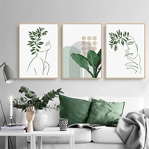 Martin Kench 3-teiliges Bohemian Poster Set Aesthetic Grüne Pflanze Bilder Moderne Wandbilder, Wohnzimmer Schlafzimmer Deko, ohne Rahmen (B,40x60cm) von Martin Kench