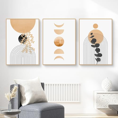 Martin Kench 3-teiliges Poster Set, Boho Blätter Bilder Set Abstrakt Wandbilder Wohnzimmer Dekoration Kunstdruck Leinwand Kunstposter für Wohnzimmer Schlafzimmer (ohne Rahmen) (K,21x30cm) von Martin Kench