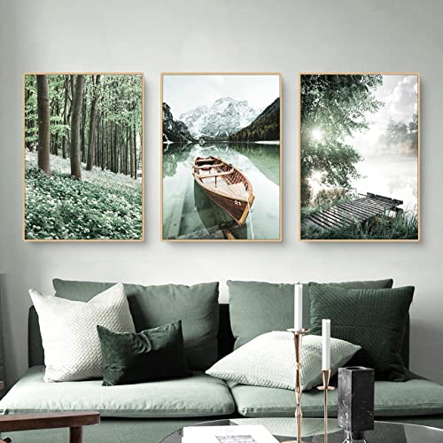 Martin Kench 3-teiliges Premium Poster Set Aesthetic See Wald Blume Bilder Moderne Wandbilder, Wohnzimmer Schlafzimmer Wanddeko Art ohne Rahmen (B,30x40cm) von Martin Kench
