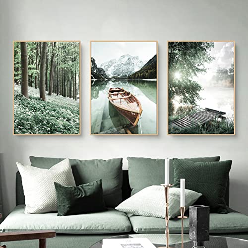 Martin Kench 3-teiliges Premium Poster Set Aesthetic See Wald Blume Bilder Moderne Wandbilder, Wohnzimmer Schlafzimmer Wanddeko Art ohne Rahmen (B,40x50cm) von Martin Kench