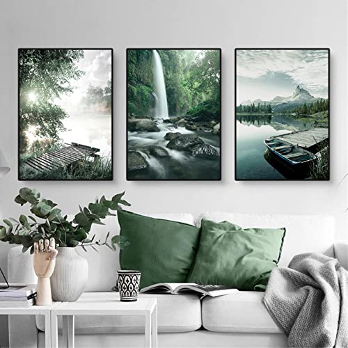 Martin Kench 3-teiliges Premium Poster Set Aesthetic See Wald Blume Bilder Moderne Wandbilder, Wohnzimmer Schlafzimmer Wanddeko Art ohne Rahmen (C,30x40cm) von Martin Kench