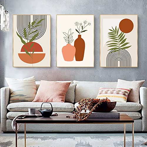 Martin Kench 3er Boho Poster Set, Abstrakt Strichzeichnung Pflanzen Leinwand Bilder, Ohne Rahmen Aesthetic Wandbilder Kunstposter Boho Wanddeko für Wohnzimmer Schlafzimmer (40x50cm) von Martin Kench