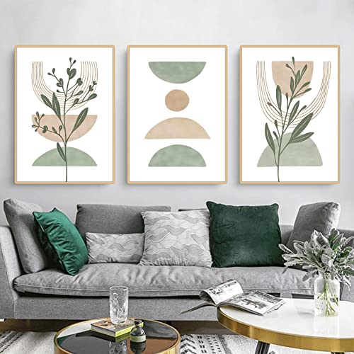 Martin Kench 3er Boho Poster Set, Bohemian Grüne Pflanzen Bilder, Moderne Wandbilder, Boho Deko Wanddeko für Wohnzimmer Schlafzimmer, Ohne Rahmen (A,40x50cm) von Martin Kench