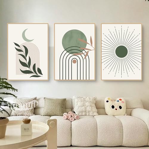 Martin Kench 3er Poster Set, Bohemian Aesthetic Grüne Pflanze Bilder Moderne Wandbilder Wohnzimmer Deko Schlafzimmer, Leinwandbilder Wandposter OHNE Rahmen (A,50x70cm) von Martin Kench