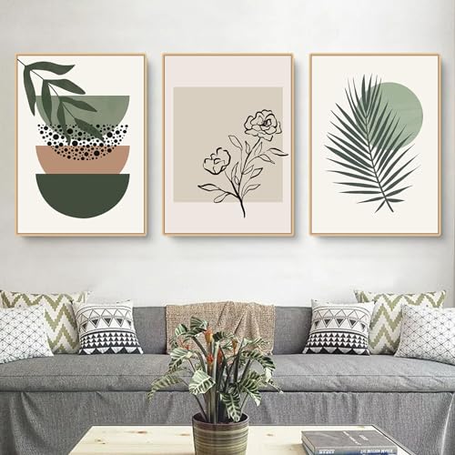 Martin Kench 3er Poster Set, Bohemian Aesthetic Grüne Pflanze Bilder Moderne Wandbilder Wohnzimmer Deko Schlafzimmer, Leinwandbilder Wandposter OHNE Rahmen (B,40x50cm) von Martin Kench