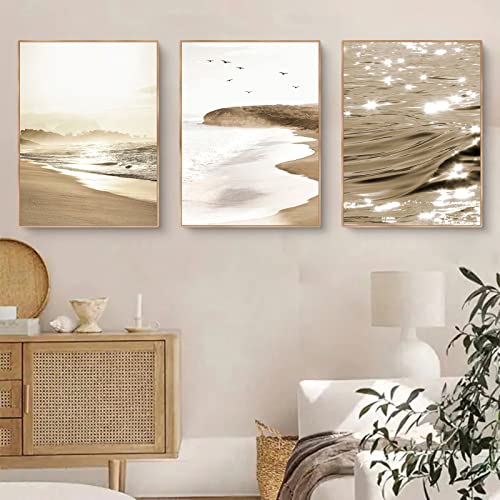 Martin Kench 3er Poster Set, Goldene Blätter Bilder, Ohne Rahmen, Moderne Bilder, Bilderwand,Wohnzimmer Deko (D,50x70cm) von Martin Kench