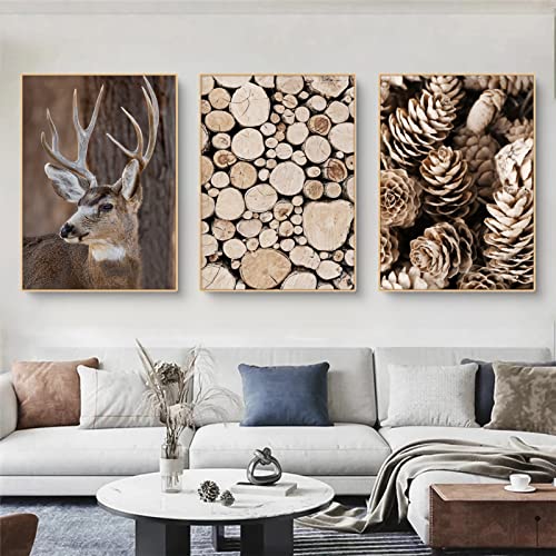 Martin Kench 3er Poster Set, Winter-Schneelandschaft Bilder, Kiefer, Elch, Wald Wandbilder Modern Wanddeko für Wohnzimmer, ohne Rahmen (B,30x40cm) von Martin Kench