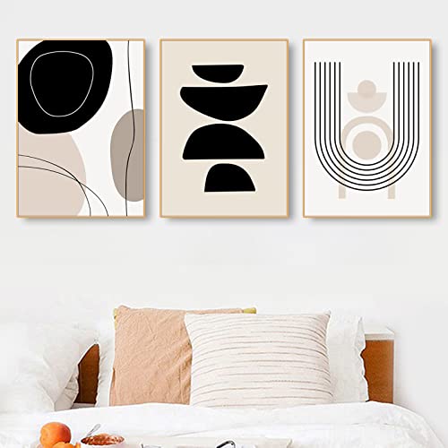 Martin Kench 3er Poster Set,Schwarz und Weiß Abstrakt Bilder Deko Schlafzimmer, Stilvolle Modern Wandbilder - ohne Bilderrahmen, Wanddeko für Wohnzimmer Schlafzimmer (A,50x70cm) von Martin Kench