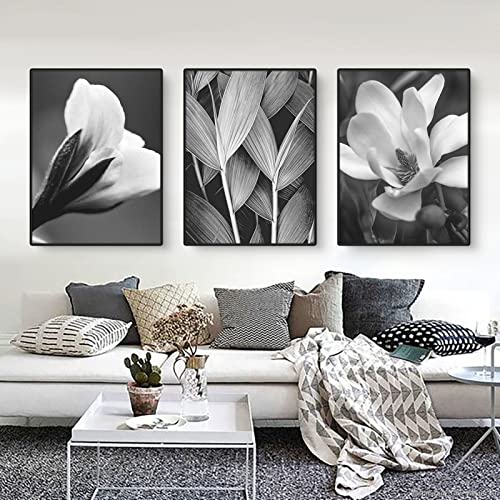 Martin Kench 3er Poster Set Schwarz Weiß Blumenbilder Wandbilder, Aesthetic Blume Bilder Set Kunstdrucke Wandposter für Wohnzimmer,Ohne Rahmen (21x30cm) von Martin Kench