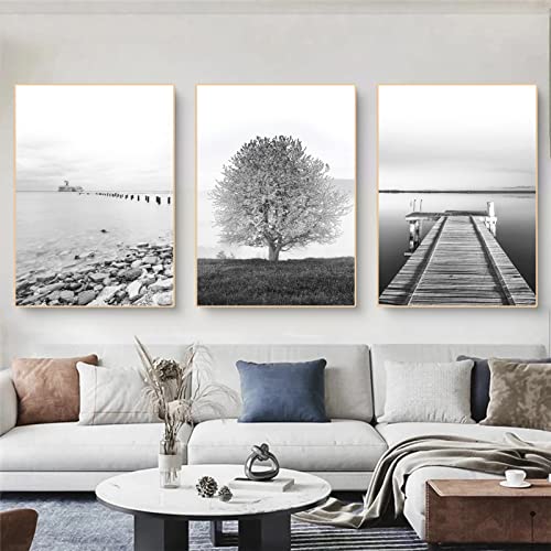 Martin Kench 3er Poster Set Schwarz Weiß Landschaften Leinwandbilder Wandbilder, Modern Bilder Set Kunstdrucke Wandposter für Wohnzimmer,Ohne Rahmen (30x40cm) von Martin Kench