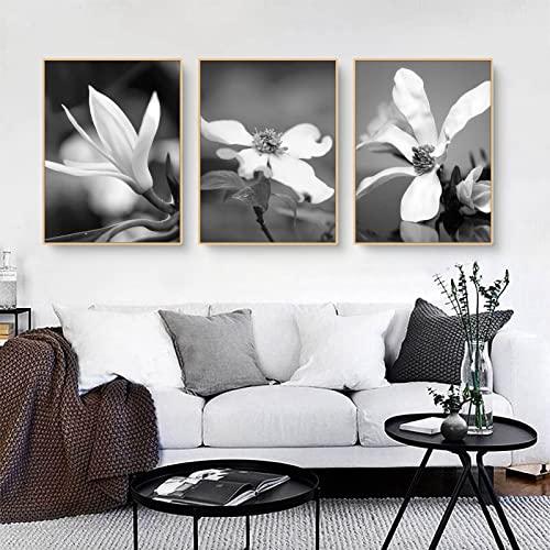 Martin Kench 3er Premium Schwarz Weiß Poster Set, Aesthetic Blume Löwenzahn Bilder Set, Modern Wandbilder, Leinwandbilder für Wohnzimmer, Ohne Rahmen (B,50x70cm) von Martin Kench