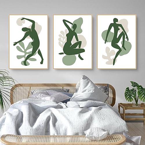 Martin Kench 3er Set Premium Poster, Abstrakt Grün Blätter Bilder, Modern Print Pflanzen Kunstposter, Wandbilder Deko für Wohnzimmer Schlafzimmer, Ohne Rahmen von Martin Kench