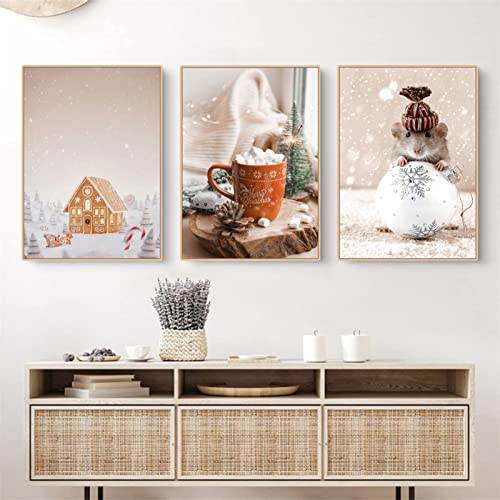 Martin Kench 3er Weihnachts-Poster Set, Winter Bilder, Wandkunst Wandbilder Modern Wanddeko für Wohnkultur, Ohne Rahmen (B,50x70cm) von Martin Kench