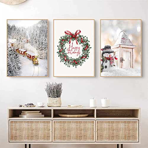 Martin Kench 3er Weihnachts-Poster Set, Winter Bilder, Wandkunst Wandbilder Modern Wanddeko für Wohnkultur, Ohne Rahmen (C,50x70cm) von Martin Kench