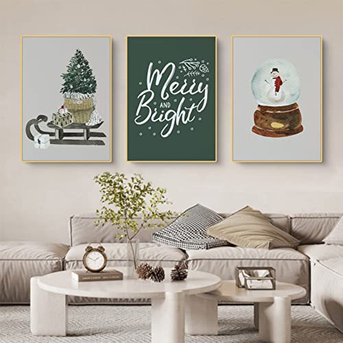 Martin Kench 3er Weihnachts-Poster Set, Winter Bilder, Weihnachtsbaum Schneemann Wandkunst Wandbilder Modern Wanddeko für Wohnkultur, Ohne Rahmen (A,50x70cm) von Martin Kench