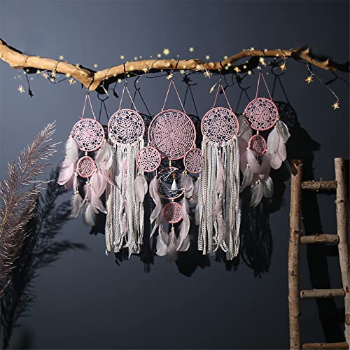 5er Set Mädchen Dreamcatcher, Feder Traumfänger, Handgemachte Dream Catcher für Kinder Mädchen Zimmerdekoration und Kreatives Wandbehang Geschenk (Rosa) von Martin Kench