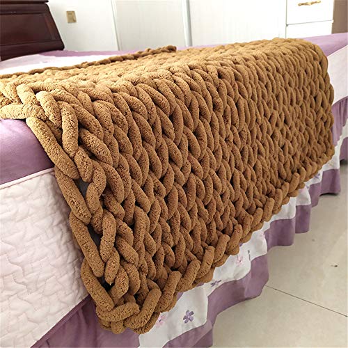 Martin Kench Decke Handgefertigt Riese Klobig Sticken Werfen Sofa Decke Handgewebt Sperrig Decke Zuhause Dekor Geschenk (Khaki,120 * 180cm) von Martin Kench