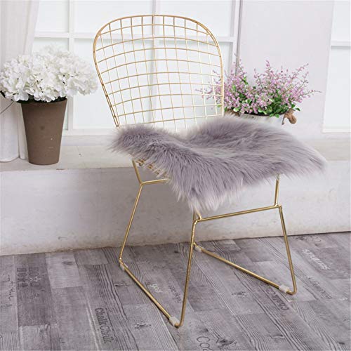 Martin Kench Faux Lammfell Schaffell Sitzauflage, Longhair Fell Optik Sitzkissen Lammfellimitat Teppich Nachahmung Wolle Bettvorleger Sofa Matte (Grau,50 x 50 cm) von Martin Kench