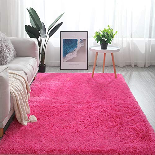 Martin Kench Faux Lammfell Schaffell Teppich Lammfell Schaffell Teppich Longhair Fell Nachahmung Wolle Bettvorleger Sofa Matte (Rose rot,60 * 160cm) von Martin Kench