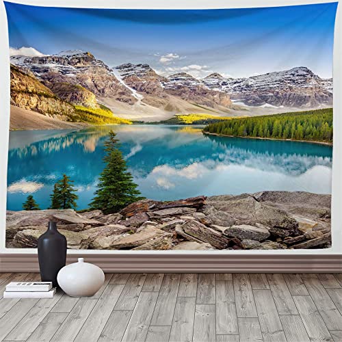 Martin Kench Wandbehang Wandteppich Wald See Natur Tagesdecke Wandtuch Natur Landschaft Stranddecke Wanddeko für Schlafzimmer Wohnzimmer Wohnheim (A,150x130cm) von Martin Kench