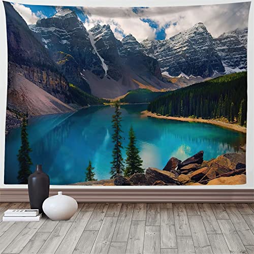 Martin Kench Wandbehang Wandteppich Wald See Natur Tagesdecke Wandtuch Natur Landschaft Stranddecke Wanddeko für Schlafzimmer Wohnzimmer Wohnheim (F,200x150cm) von Martin Kench