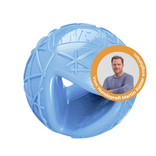Martin Rütter Hundeball „Moby“ Metallic-Blau – robuster Spielball für Hunde, befüllbar, aus 100% Naturmaterial, unvorhersehbar hüpfend, fördert Bewegung und geistige Auslastung von Martin Rütter