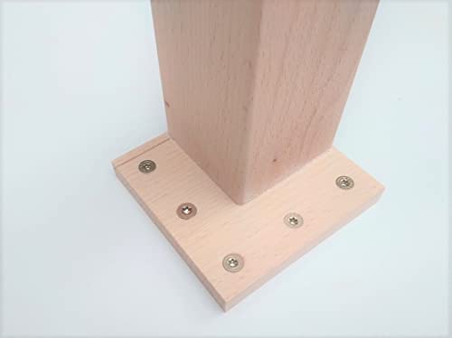 4er Set Tischbeine, Tischfüsse Buche massiv 6x6cm stark. Mit Befestigsplatte, Verschiedene Längen. Oberfläche unbehandelt. (50cm lang) von Martin Weddeling