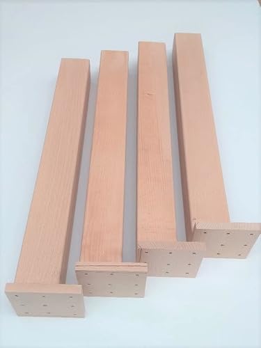 4er Set Tischbeine, Tischfüsse Buche massiv 6x6cm stark. Mit Befestigsplatte, Verschiedene Längen. Oberfläche unbehandelt. (55cm lang) von Martin Weddeling