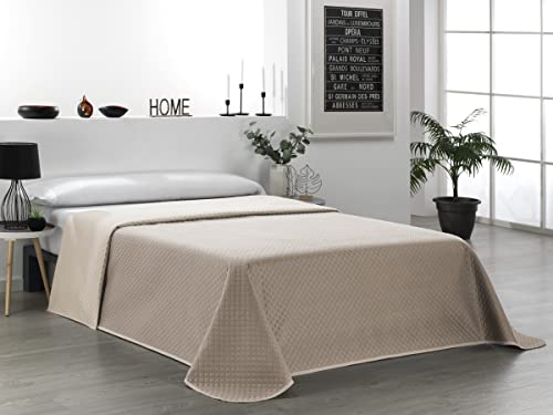 Martina Home Bouti-Tagesdecke, wendbar, Beige, Leder, 90 cm von Martina Home