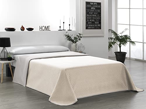 Martina Home Bouti-Tagesdecke, wendbar, Beige Leinen, 150 cm Bett von Martina Home