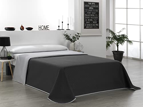 Martina Home Bouti-Tagesdecke, wendbar, Grau, Schwarz, 135 cm von Martina Home