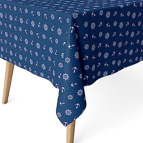 Martina Home Harzbeschichtete Tischdecke Anker, 200 x 140 cm, Blau von Martina Home