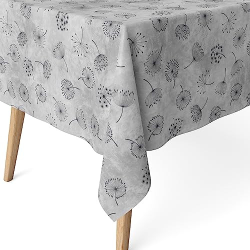 Martina Home Harzbeschichtete Tischdecke Löwenzahn, 140 x 140 cm, Grau von Martina Home