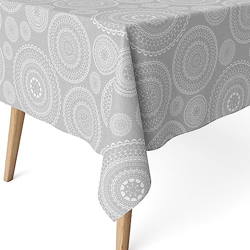 Martina Home Harzbeschichtete Tischdecke Mandala, 240 x 140 cm, Grau von Martina Home