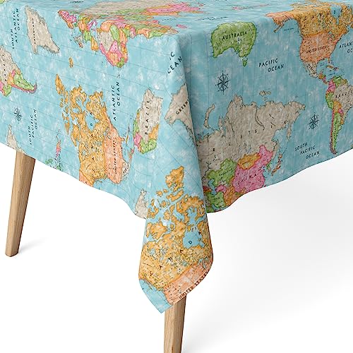 Martina Home Harzbeschichtete Tischdecke Weltkarte, 100 x 140 cm, Blau von Martina Home