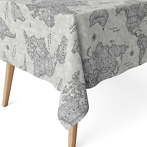 Martina Home Harzbeschichtete Tischdecke Weltkarte, 140 x 140 cm, Grau von Martina Home