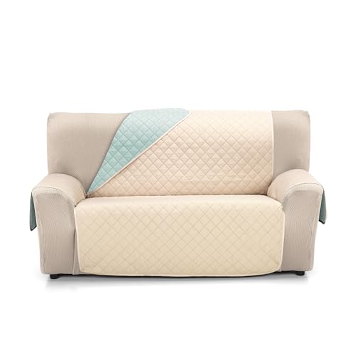 Martina Home Sofaüberwurf gepolstert, wendbar, Bernstein, 2-Sitzer, Beige/Aquamarin von Martina Home