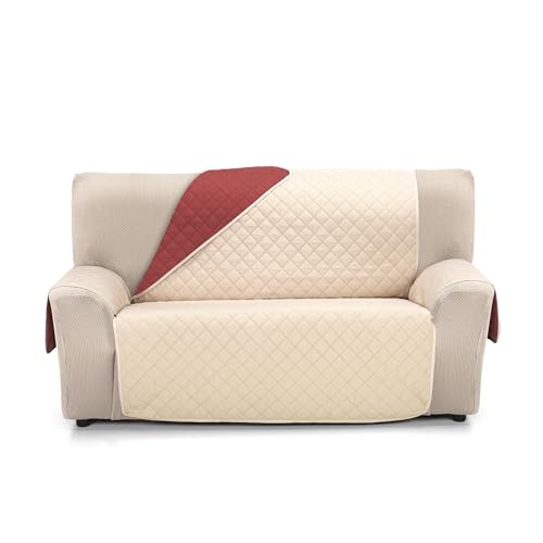 Martina Home Sofaüberwurf gepolstert, wendbar, Bernstein, 2-Sitzer, XL, Beige/Rot von Martina Home