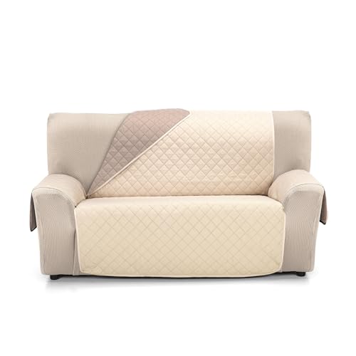 Martina Home Sofaüberwurf gepolstert, wendbar, Bernstein, 3-Sitzer, XL, Beige/Leder von Martina Home