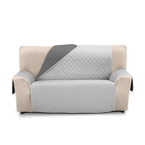 Martina Home Sofaüberwurf gepolstert, wendbar, Bernstein, 3-Sitzer, XL, Grau/Anthrazit von Martina Home