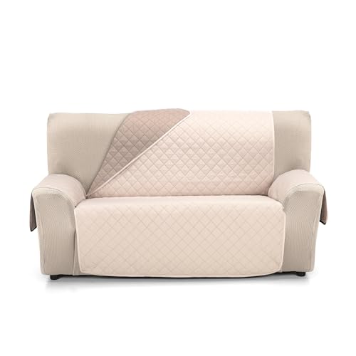 Martina Home Sofaüberwurf gepolstert, wendbar, Bernstein, 3-Sitzer, XL, Leinen/Leder von Martina Home