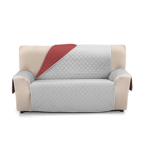 Martina Home Sofaüberwurf gepolstert, wendbar, Bernstein, 3-Sitzer, XL, Rot/Grau von Martina Home