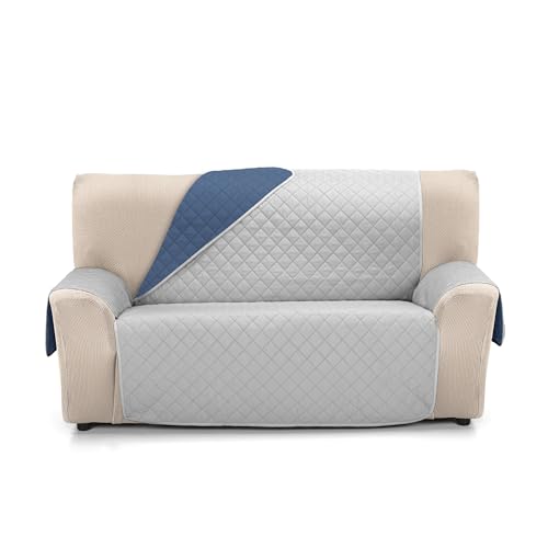 Martina Home Sofaüberwurf gesteppt, wendbar, Bernstein, 2-Sitzer, Grau, Blau von Martina Home