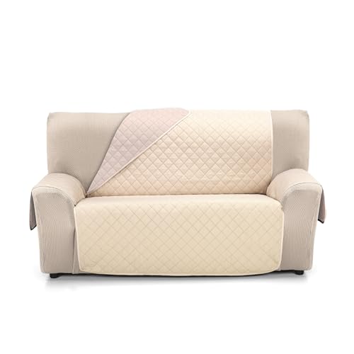 Martina Home Sofaüberwurf gesteppt, wendbar, Bernstein, 3-Sitzer, Beige, Leinen von Martina Home