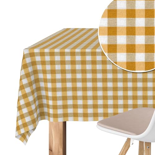 Martina Home Tischdecke mit Teflonbeschichtung Vichy, rund, 140 cm, Goldfarben von Martina Home