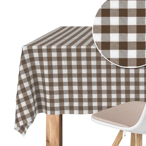 Martina Home Tischdecke mit Teflonbeschichtung Vichy, 180 x 140 cm, Braun von Martina Home