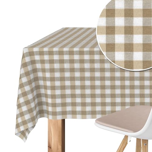 Martina Home Tischdecke mit Teflonbeschichtung Vichy, 180 x 140 cm, Taupe von Martina Home